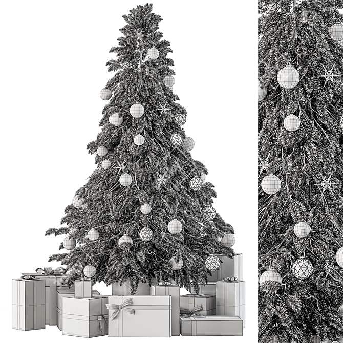Festive Christmas Tree Set 3D model image 4