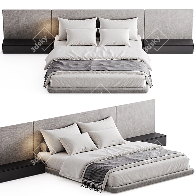 Double Bed 08 Modern Design 3D model image 2