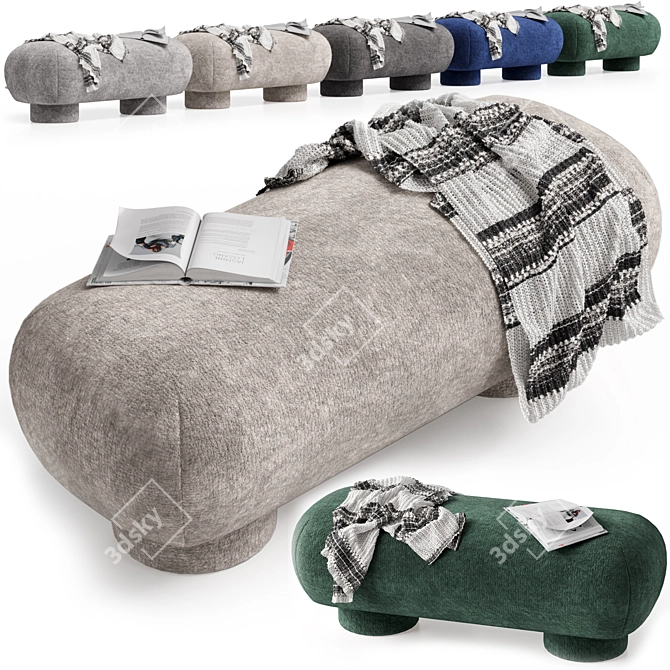 Koto Cozy Ottoman with Book 3D model image 2