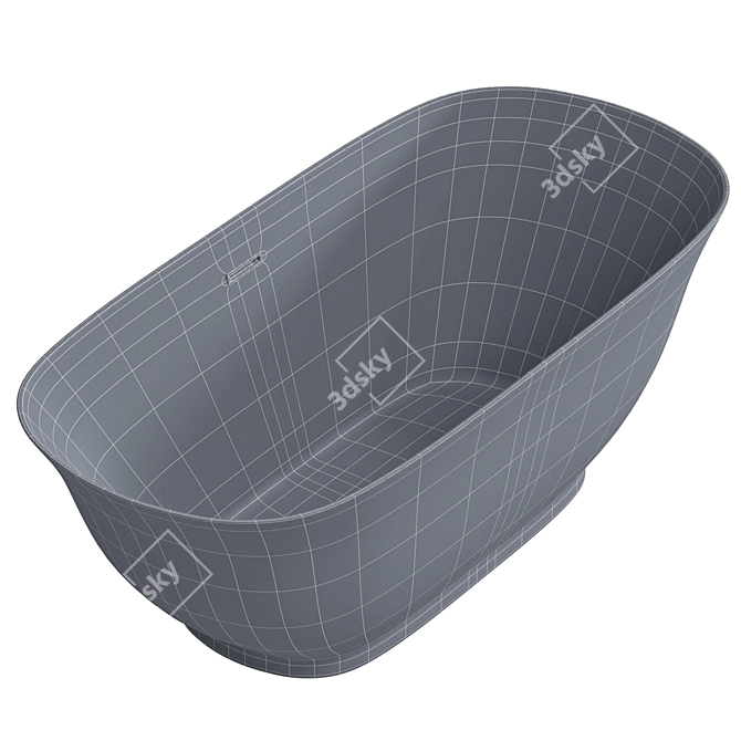 Elegant Standalone White Acrylic Bath 3D model image 4