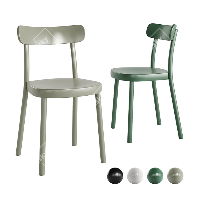 Trendy Open-Back Beech Chair 3D model image 1