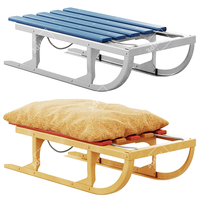 Vintage Soviet Sleds 3D model image 1