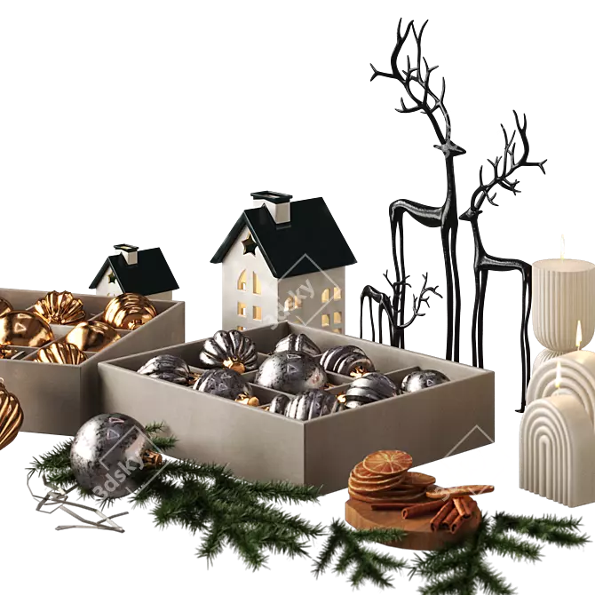 Festive Christmas Decor Collection 3D model image 3