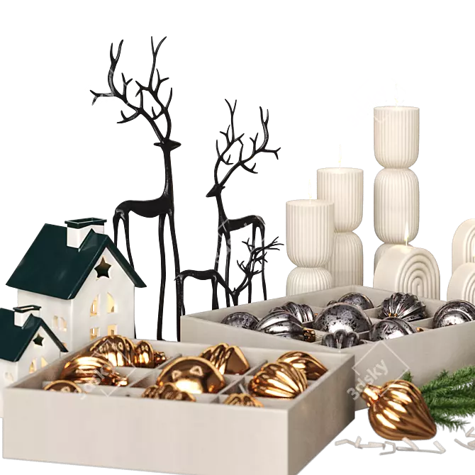 Festive Christmas Decor Collection 3D model image 4