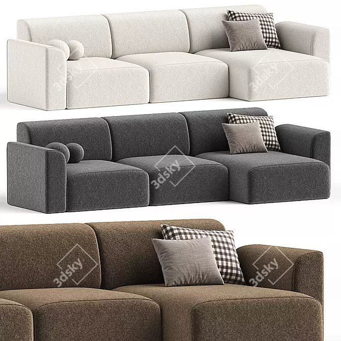 Bayvin-2 Soft Grey Corner Sofa 3D model image 3