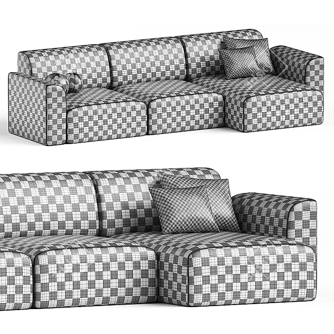 Bayvin-2 Soft Grey Corner Sofa 3D model image 4