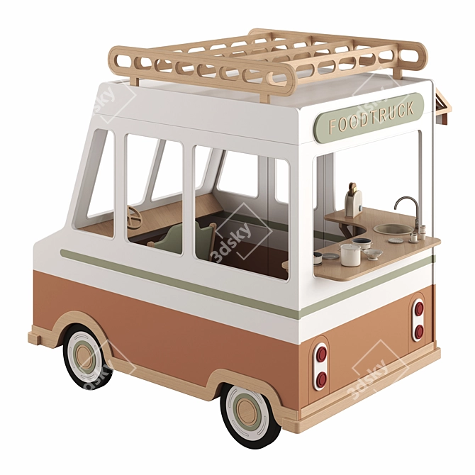 Wooden Food Truck Toy 3D model image 3