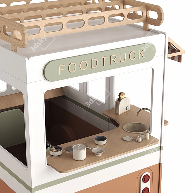 Wooden Food Truck Toy 3D model image 5