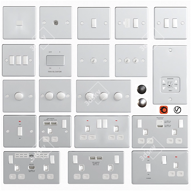 Smart Home Socket Switch Set 3D model image 1