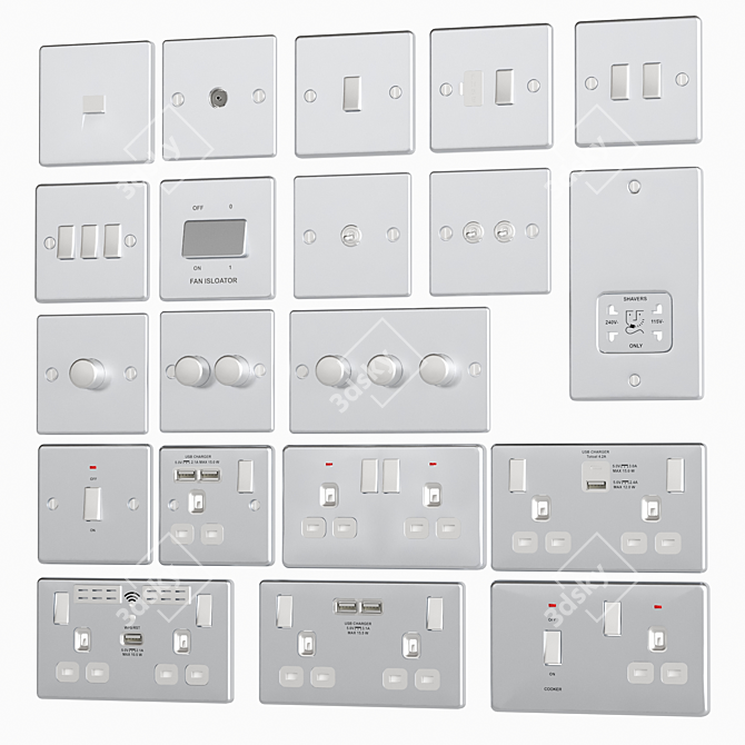 Smart Home Socket Switch Set 3D model image 3