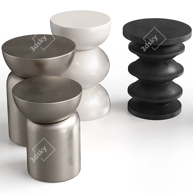 Modular Color-Changing Side Tables 3D model image 4