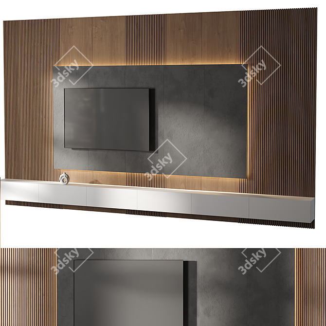 Modern TV Wall Set 08 3D model image 1