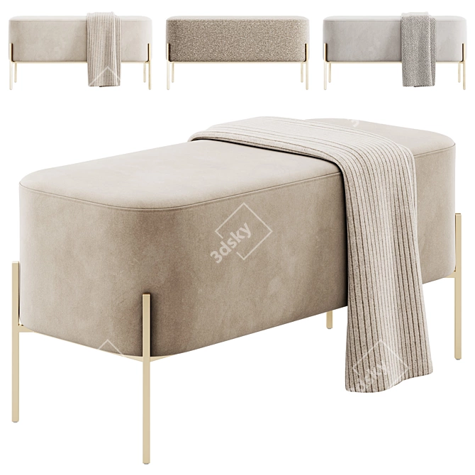 Velvet Upholstered Harper Bench 3D model image 1