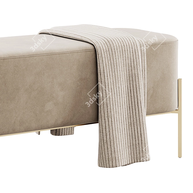 Velvet Upholstered Harper Bench 3D model image 4