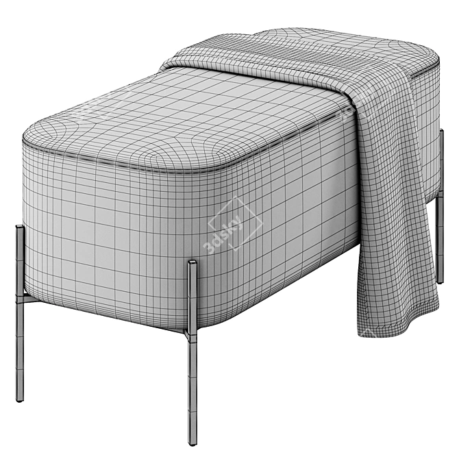 Velvet Upholstered Harper Bench 3D model image 6