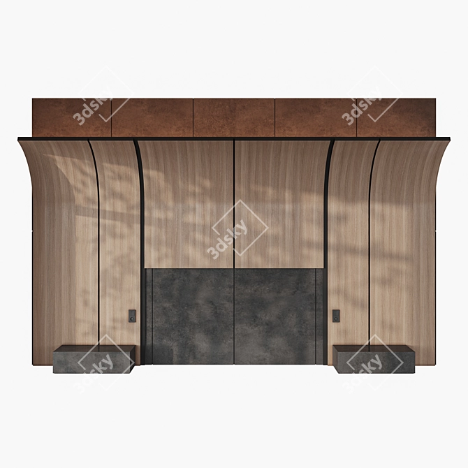 Bed Headboard with Nightstands 3D model image 2