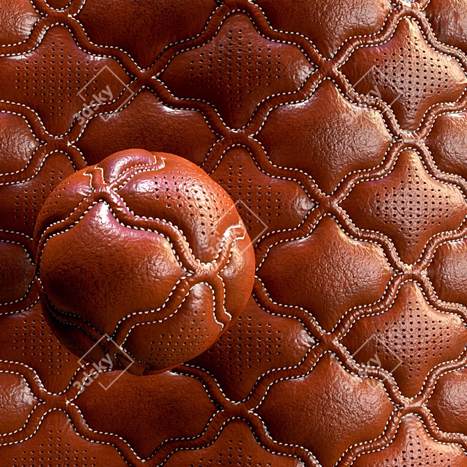 Stitched Embossed Leather Fabric Set 3D model image 6