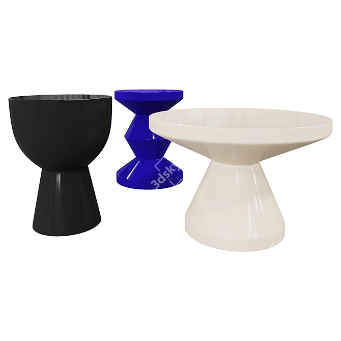 Versatile Zig Zag Stool Table 3D model image 2