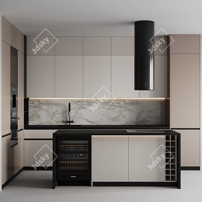 Customizable Modern Kitchen Design 3D model image 1