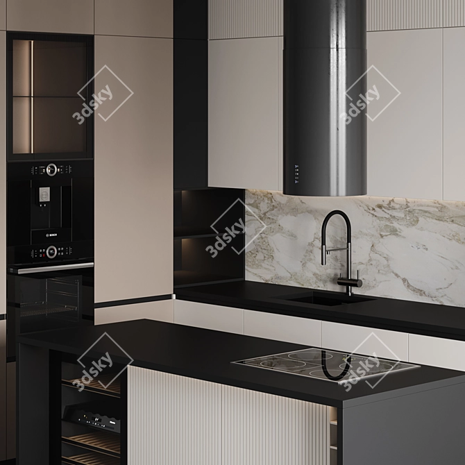 Customizable Modern Kitchen Design 3D model image 3