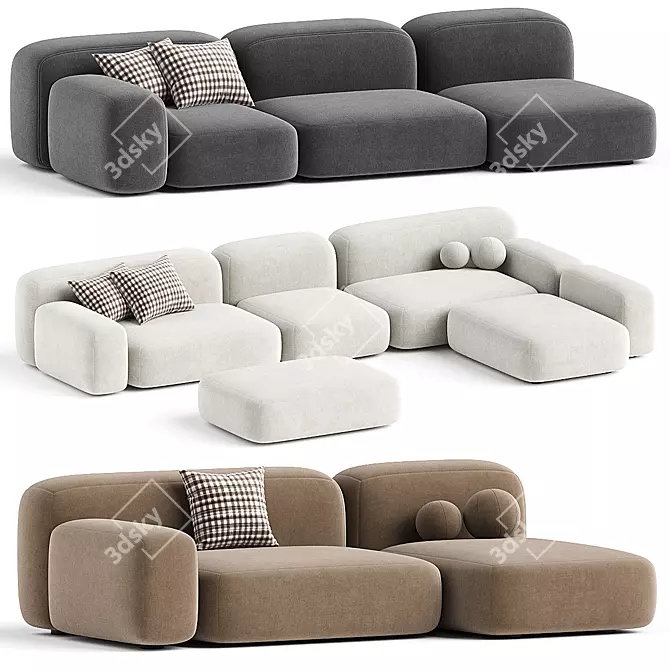 Modular Ribble 3 Sofa Divan 3D model image 1