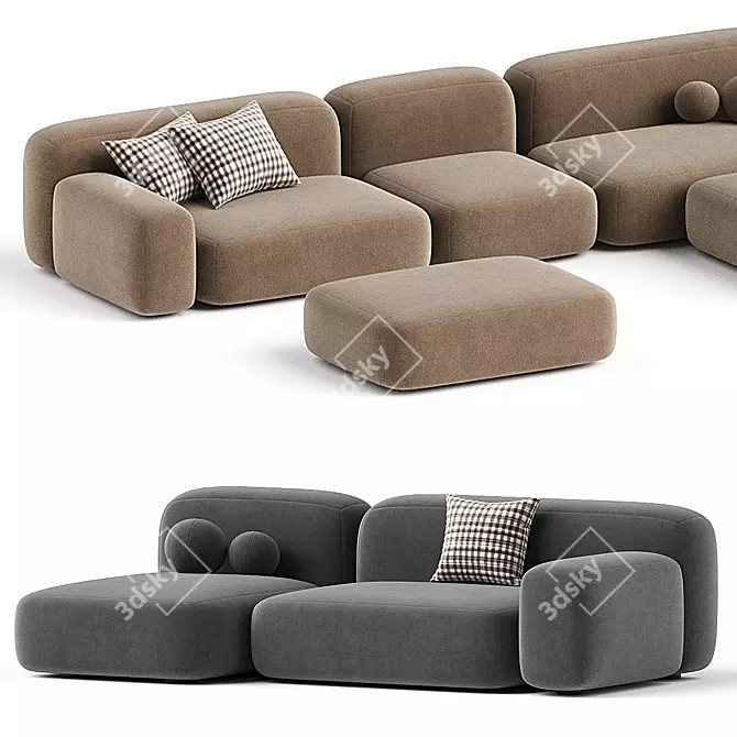 Modular Ribble 3 Sofa Divan 3D model image 3