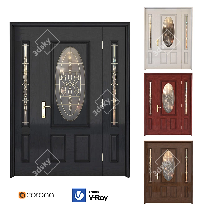 Dual-Sided Door with 4 Woods 3D model image 1