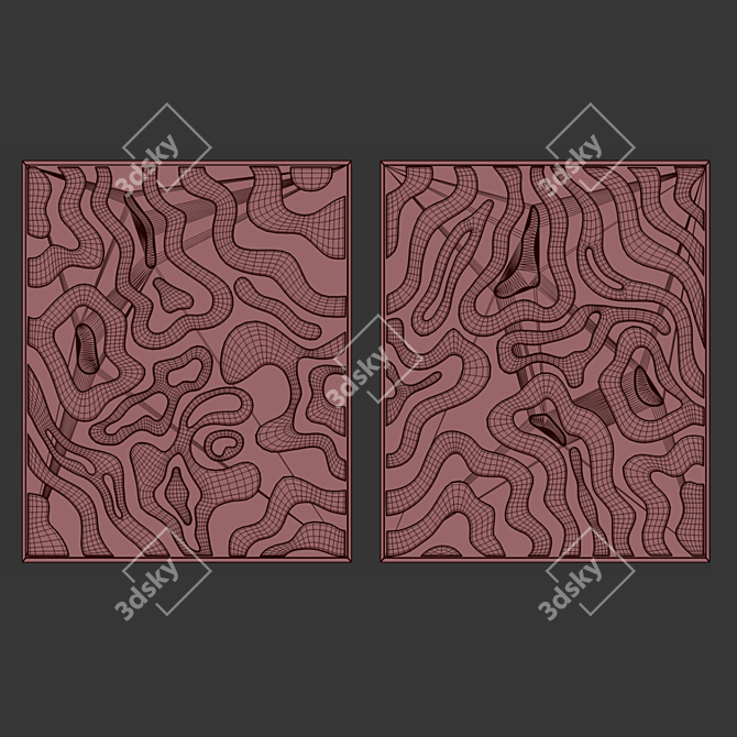 Title: Minimalist Textured Wall Art Set 3D model image 5