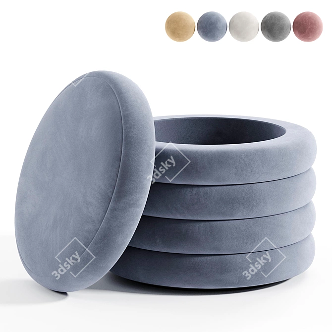 "Poul Pouf in 5 Color Options 3D model image 1