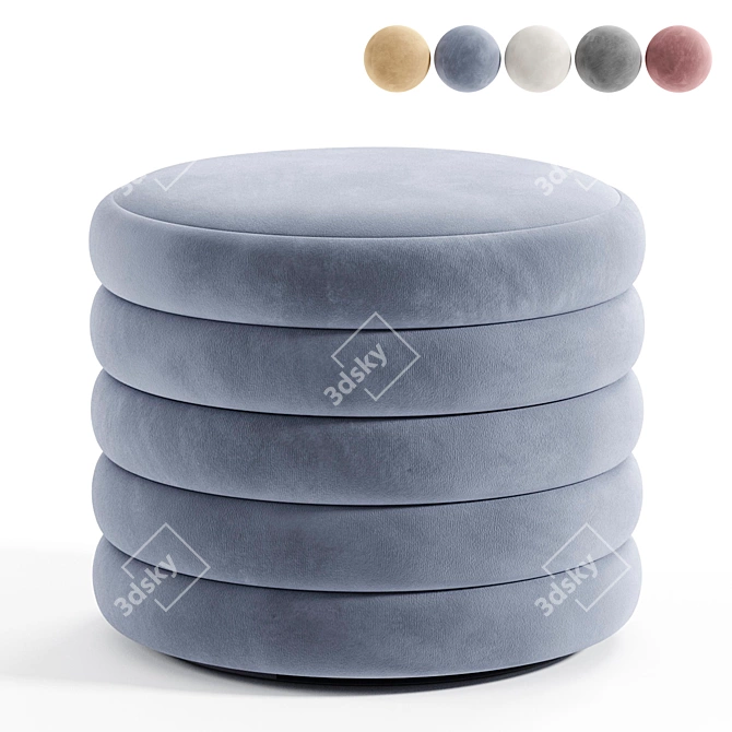 "Poul Pouf in 5 Color Options 3D model image 2