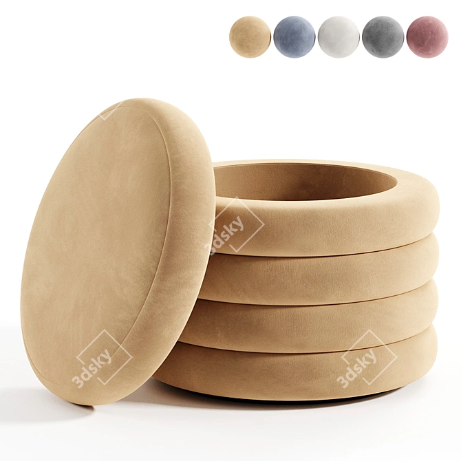 "Poul Pouf in 5 Color Options 3D model image 3