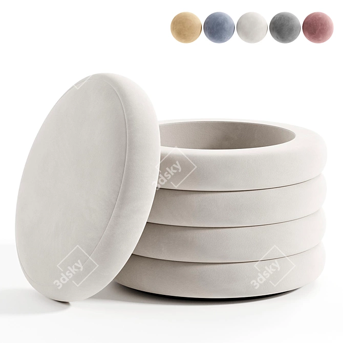 "Poul Pouf in 5 Color Options 3D model image 6