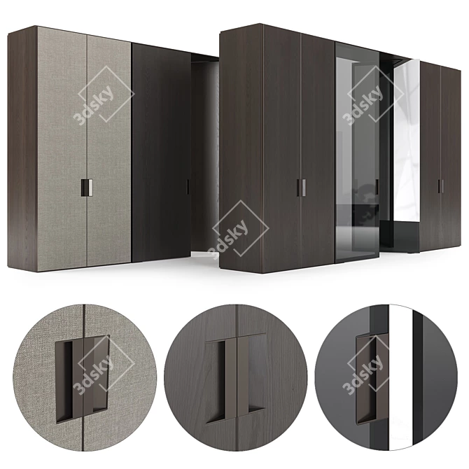 Modern Pivot Door Wardrobe System 3D model image 1