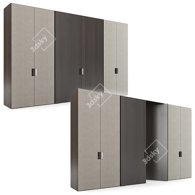 Modern Pivot Door Wardrobe System 3D model image 4