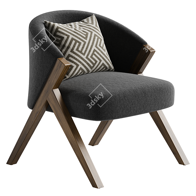 Stylish Scoop Green Armchair Design 3D model image 2