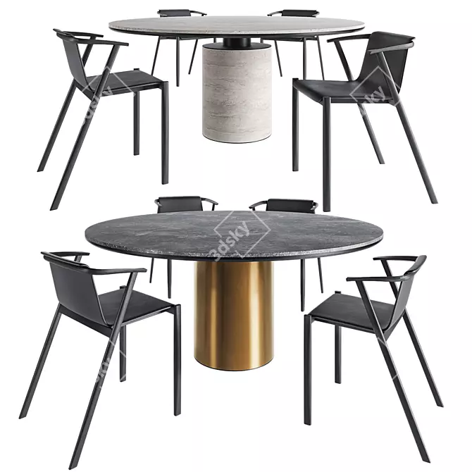 Modern Dining Set with Chair 3D model image 1