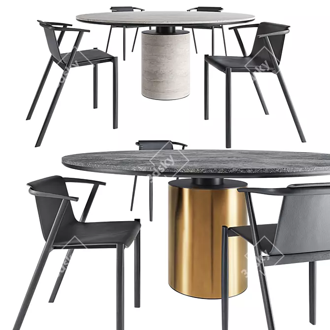 Modern Dining Set with Chair 3D model image 2
