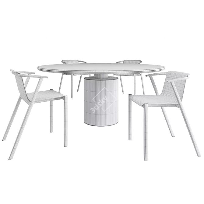 Modern Dining Set with Chair 3D model image 3