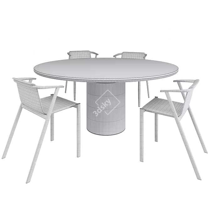 Modern Dining Set with Chair 3D model image 4