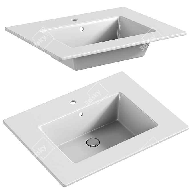 Glossy White BOCCHI Milano Sink 3D model image 1