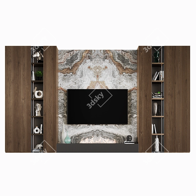 Gold Deco TV Wall Shelf 3D model image 1