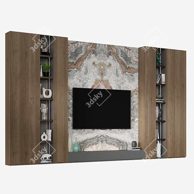 Gold Deco TV Wall Shelf 3D model image 2