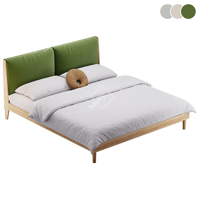 Contemporary Bed Frame Grey Fabric 3D model image 4