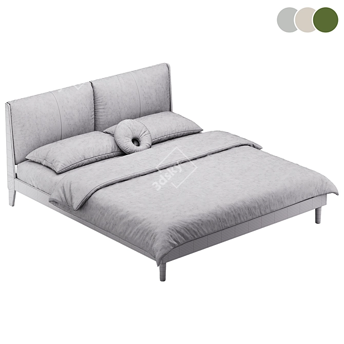 Contemporary Bed Frame Grey Fabric 3D model image 5