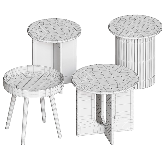 Scandinavian Coffee Table Set 3D model image 5