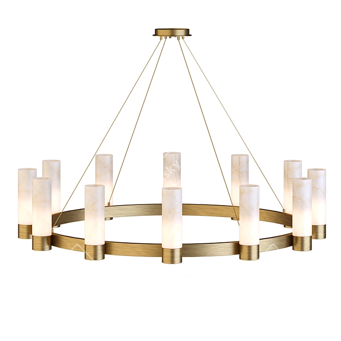 Castro Alabaster Chandelier in Brass 3D model image 1