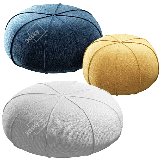 Cozy Modern Pouf Set 3D model image 1