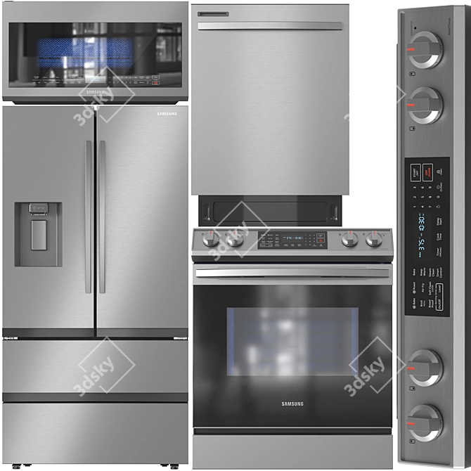 Samsung Kitchen Appliance Bundle 3D model image 1