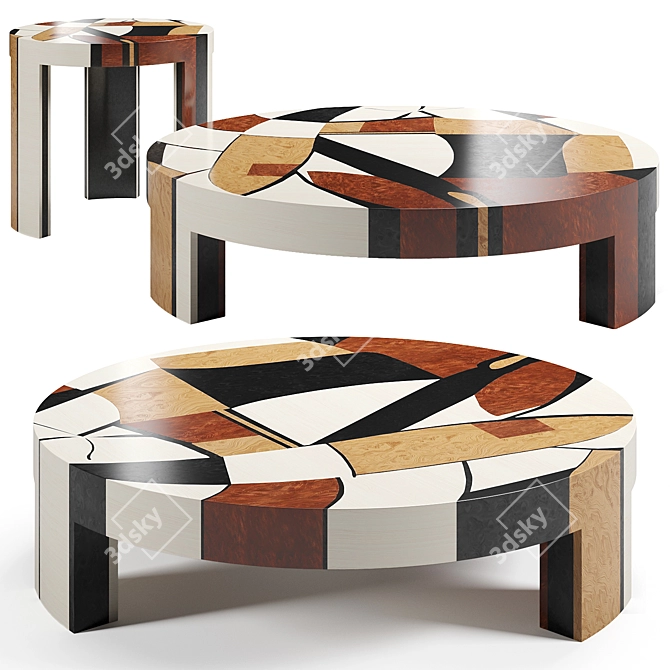 Hommes Studio Austria Wood Marquetry Tables 3D model image 1