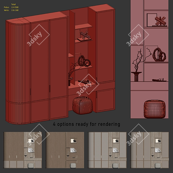 Kushi Decor Wardrobe with Various Inserts 3D model image 7